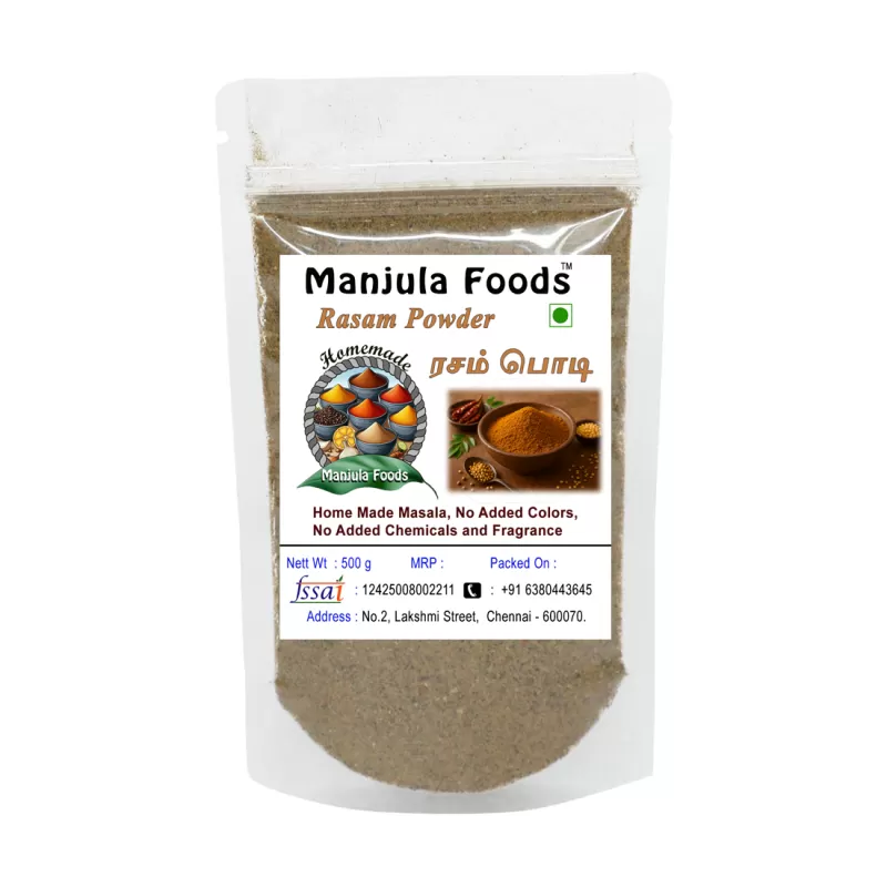 Manjula Foods Homemade Rasam Powder | Authentic South Indian Spice Mix for Rasam (500 g)
