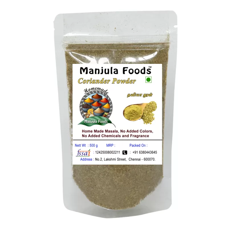 Manjula Foods Farm Fresh Coriander Powder | 100% Natural Dhaniya Powder | Authentic Taste (500 g)