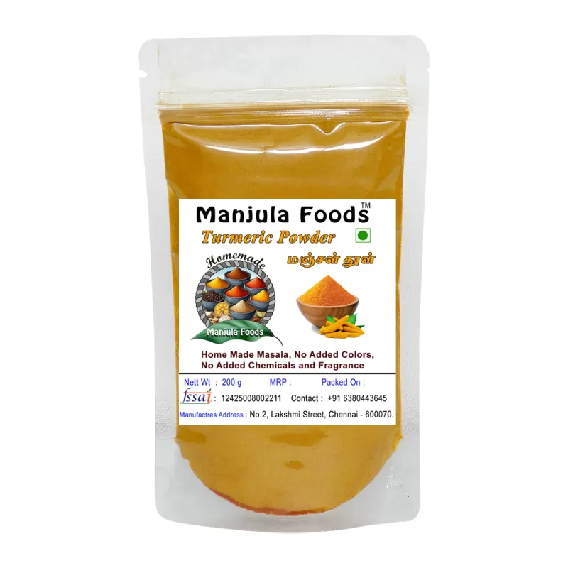 Manjula Foods Homemade Turmeric Powder | 100% Natural, Pure & Freshly Ground Indian Spice (200 g)