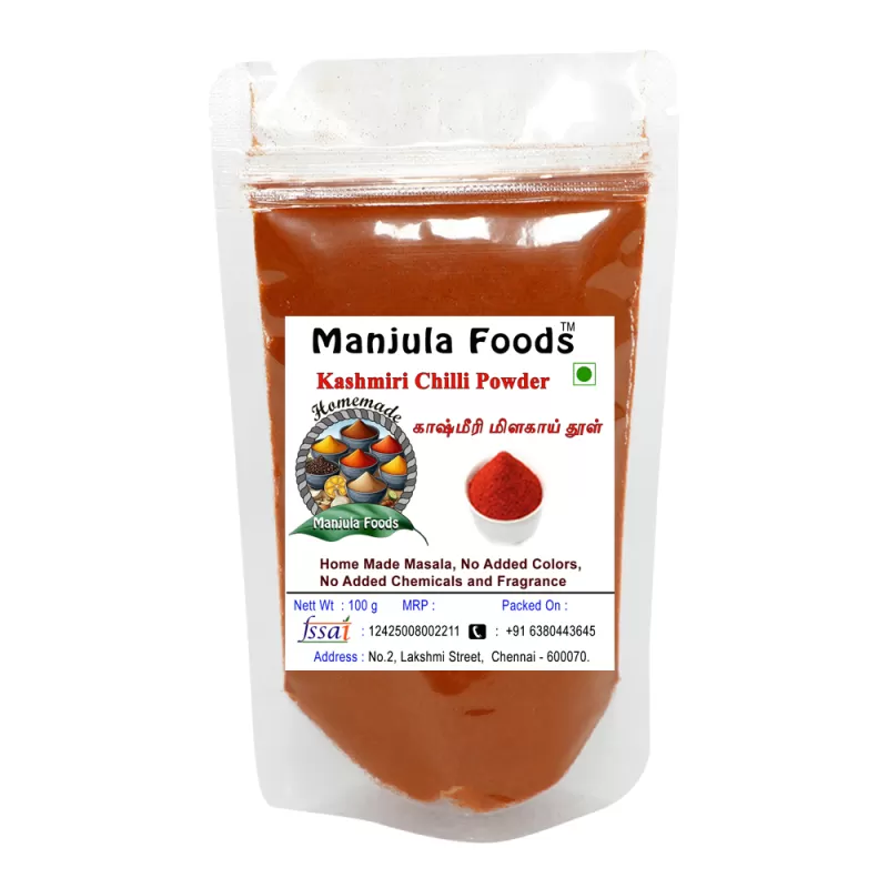 Manjula Foods Kashmiri Chilli Powder | 100% Pure & Natural | Mild Spice | Rich Red Colour | 200g
